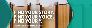 Find your story. Find your voice. Find your Y.  with image of books
